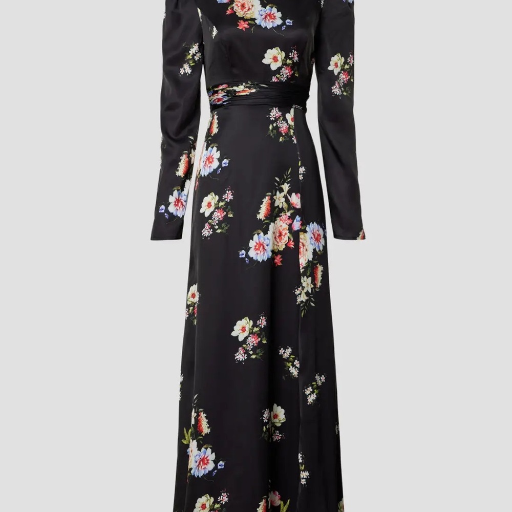 Ieena Mac Duggal Floral Black Maxi Dress - sz 0 - READ - Picture 3 of 10